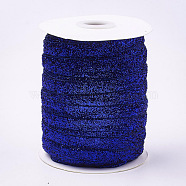 Glitter Sparkle Ribbon, Polyester & Nylon Ribbon, Medium Blue, 3/8 inch(9.5~10mm), about 50yards/roll(45.72m/roll)(SRIB-T002-01B-26)