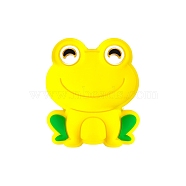 Frog Food Grade Silicone Beads, Chewing Beads For Teethers, DIY Nursing Necklaces Making, Yellow, 28.5mm(PW-WG10040-02)