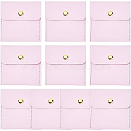 PU Imitation Leather Jewelry Storage Bags, with Snap Buttons, Square, Pearl Pink, 8x8x0.73cm(ABAG-WH0032-35C)