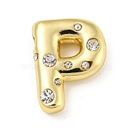 Brass Micro Pave Clear Cubic Zirconia Pendants, Long-Lasting Plated, Cadmium Free & Lead Free, Real 18K Gold Plated, Letter A~Z, Letter P, 18~19x11~21x5mm, Hole: 2.8~3x1.8~2mm(KK-E093-04G-P)