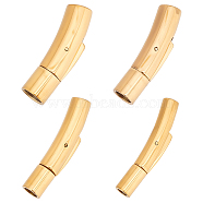 4 Sets 4 Styles 316L Surgical Stainless Steel Bayonet Clasps, with Push Button, Curved Tube, Golden, 30~30.5x5~7.8mm, Hole: 3.2~6mm, 1 set/style(STAS-OC0001-16)