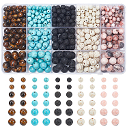 500Pcs 15 Styles Natural & Synthetic Mixed Gemstone Beads Sets, Round, 6~10mm, Hole: 1~1.5mm(G-NB0005-15)