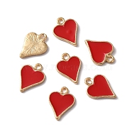Alloy Enamel Pendants, Playing Cards Style, Golden, Heart, Red, 17x12.5x2mm, Hole: 1.8mm(FIND-WH0038-79G-01)