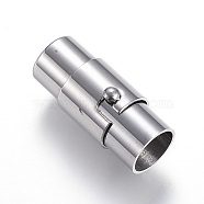 304 Stainless Steel Locking Tube Magnetic Clasps, Column, Stainless Steel Color, 18x8mm, Hole: 6mm(X-STAS-D159-30)