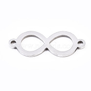 Non-Tarnish 201 Stainless Steel Link Connectors, Laser Cut, Infinity, Stainless Steel Color, 8x21.5x1mm, Hole: 1.4mm(STAS-S110-113P)