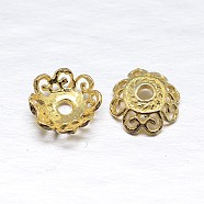 Real 18K Gold Plated 4-Petal Sterling Silver Bead Caps, Flower, Golden, 7.5x2.5mm, Hole: 1mm, about 100pcs/20g(STER-M100-05)