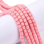 Polymer Clay Bead Strands, Column, Hot Pink, 5~7x6mm, Hole: 1.5~2mm, about 61~69pcs/strand, 15.74 inch(CLAY-T001-C24)