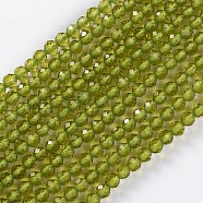 Glass Beads Strands, Faceted, Round, Yellow Green, 2x2mm, Hole: 0.4mm, about 193~197pcs/strand, 14.17 inch~15.51 inch(36~39.4cm)(X-EGLA-E057-02B-13)