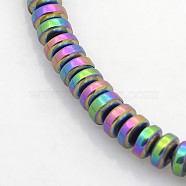Electroplate Non-magnetic Synthetic Hematite Beads Strands, Heishi Beads, Flat Round/Disc, Rainbow Plated, 4x2mm, Hole: 1mm, about 194pcs/strand, 15.7 inch(G-J216C-10)