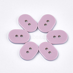 2-Hole Resin Buttons, Two Tone, Oval, Flamingo, 26x18.5x3mm, Hole: 3mm(RESI-S374-22A)