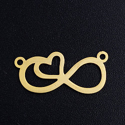 201 Stainless Steel Pendants, Infinity, Golden, 10x22x1mm, Hole: 1.2mm(STAS-Q201-JN342-2)