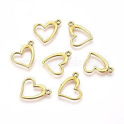 Tibetan Style Alloy Pendants, Cadmium Free & Lead Free, Heart, Antique Golden, 13x15x1mm, Hole: 1.5mm(TIBEP-22390-AG-LF)