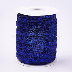 Glitter Sparkle Ribbon, Polyester & Nylon Ribbon, Medium Blue, 3/8 inch(9.5~10mm), about 50yards/roll(45.72m/roll)(SRIB-T002-01B-26)