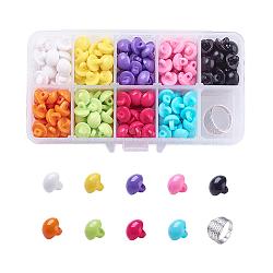 9 Colors Opaque Acrylic Shank Buttons, Half Round, with Zinc Alloy Rings, Mixed Color, 10x9.5mm, Hole: 2mm(SACR-X0015-01)