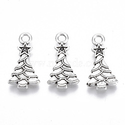 Tibetan Style Alloy Pendants, Lead Free & Cadmium Free, Christmas Theme, Christmas Tree, Antique Silver, 20.5x10.5x2.5mm, Hole: 2mm, about 450pcs/500g(TIBE-N010-28AS-RS)