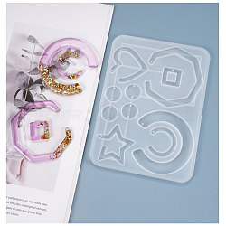 Geometry Pendant & Links Silicone Molds, Resin Casting Molds, For DIY UV Resin, Epoxy Resin Earring Jewelry Making, White, 144x106x5mm(X-DIY-K031-06)