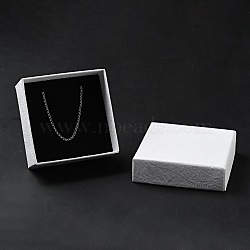 Texture Paper Jewelry Gift Boxes, with Sponge Mat Inside, Square, White, 7.5x7.5x3.4cm, Inner Diameter: 6.9x6.9cm, Deep: 3.2cm(OBOX-G016-C02-A)