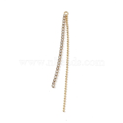 Brass Rhinestone Chain Tassel Big Pendants, Golden, 67x3x1.5mm, Hole: 1.6mm(KK-P227-02G)