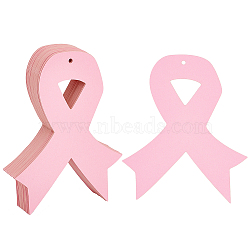 Elite Paper Pendant Decoration, for Party, Breast Cancer Awareness Ribbon, Pink, 155x122x0.1mm, Hole: 4mm, 50pcs/box(AJEW-PH0004-25)
