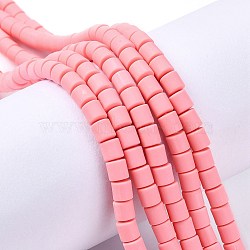 Polymer Clay Bead Strands, Column, Hot Pink, 5~7x6mm, Hole: 1.5~2mm, about 61~69pcs/strand, 15.74 inch(CLAY-T001-C24)