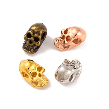 Alloy Beads, Halloween, Skull, Mixed Color, 8x5x6mm, Hole: 1mm