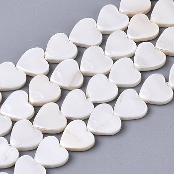 Natural Freshwater Shell Beads Strands, Heart, Linen, 8~9x8~9x2mm, Hole: 0.8mm, about 45~47pcs/strand, 14.06 inch~14.76 inch(35.7~37.5cm)
