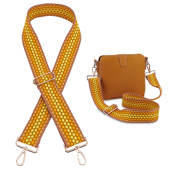 Polyester Adjustable Bohemian Style Bag Handles, Iron Swivel Clasp, Dark Goldenrod, 75~130x4.8~5cm