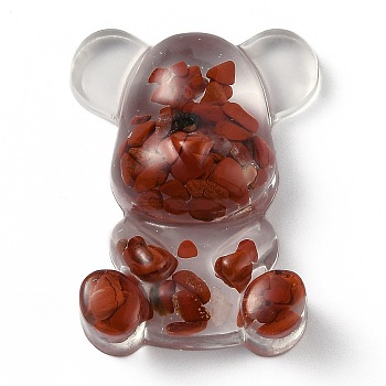 Resin Display Decorations, with Natural Red Jasper Chips Inside, Bear, 53.5~53.8x41~41.5x17.5~21mm