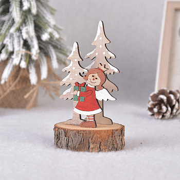 Wood Doll Display Decoration, Christmas Ornaments, for Party Gift Home Decoration, Angel & Fairy, 70x120mm