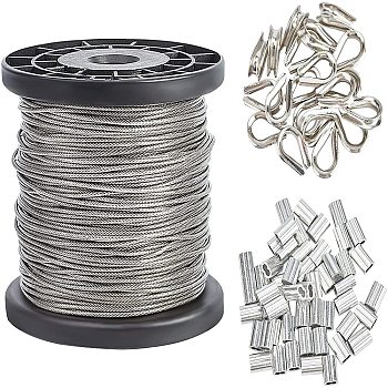 Jewelry Findings, with Tiger Tail Wire, Aluminum Slide Charms/Slider Beads and 304 Stainless Steel Wire Guardian and Protectors, Platinum & Silver Color Plated