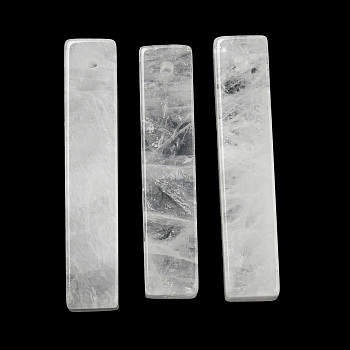 Natural Quartz Crystal Pendants, Rock Crystal Pendants, Rectangle Charms, 38~41x7.5~8x7.5~8mm, Hole: 1.5mm