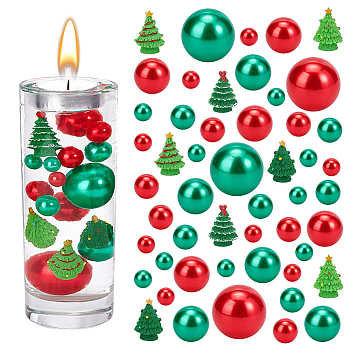 Elite Christmas Theme DIY Jewelry Making Finding Kit, Including Opaque Resin Tree Display Decorations, Plastic Imitation Pearl Beads, Mixed Color, 152Pcs/bag