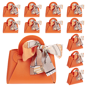 PU Leather Candy Gift Handbags, Candy Case with Ribbon for Wedding Party, Dark Orange, 34.5x31.1x0.08cm