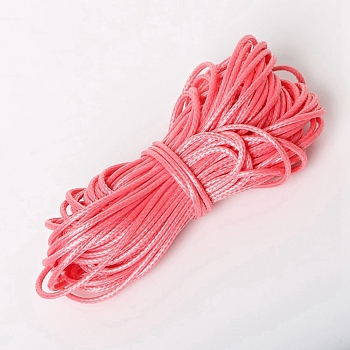 Waxed Polyester Cord, Round, Salmon, 1mm, 15m/bundle