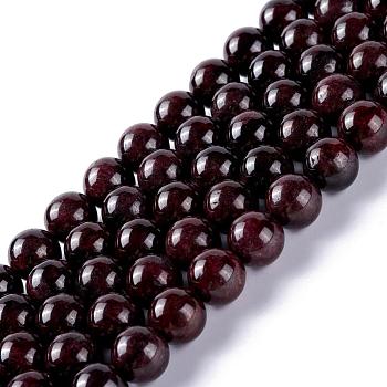 Round Natural Garnet Beads Strands, 10mm, Hole: 1mm, about 38pcs/strand, 15.7 inch