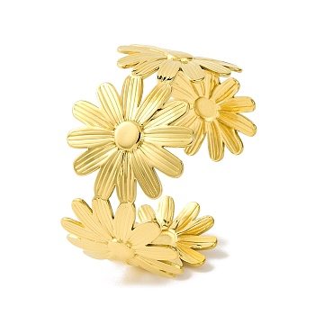 Ion Plating(IP) Flower 304 Stainless Steel Bangles for Women, Golden, Inner Diameter: 2-1/8x1-7/8 inch(5.5x4.8cm)