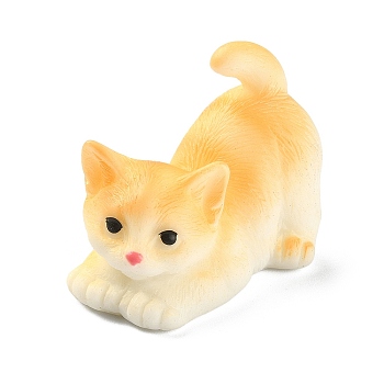 Resin Cat Display Decorations, for Desktop Car Decoration, Orange, 35.5x22.5x27mm