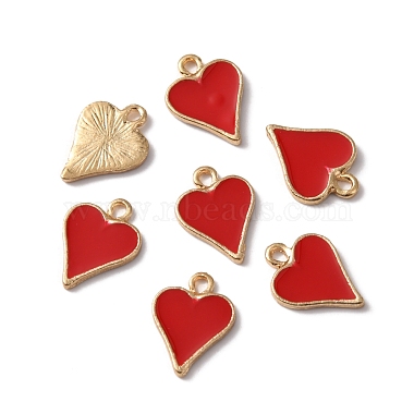 Golden Red Heart Alloy+Enamel Pendants