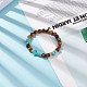 Natural Tiger Eye & Synthetic Turquoise(Dyed) Cross Beaded Bracelet(BJEW-TA00179-01)-5