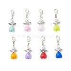 50Pcs Heart Angel Acrylic & Alloy Pendant Decorations, with Alloy Lobster Claw Clasps, Antique Silver & Platinum, 38mm(HJEW-AL0077)