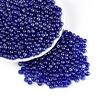 Transparent Glass Seed Beads, Glazing Style, Round, Dark Blue, 4~4.5mm, Hole: 1mm, about 4090pcs/pound(SEED-N007-33A-08)