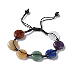 Donut/Pi Disc Natural Mixed Gemstone Braided Bead Bracelets, Chakra Theme Adjustable Bracelet, Inner Diameter: 2~2-5/8 inch(5.1~6.8cm)(BJEW-H239-01)