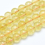 Natural Citrine Beads Strands, Grade A, Round, Dyed & Heated, 8mm, Hole: 1mm, about 46pcs/strand, 15 inch(38cm)(G-E483-13-8mm)