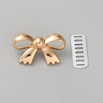 Bowknot Alloy Decorative Buckles, with Iron Shim, for Bag Decor, Light Gold, 26x45x7mm(FIND-WH20042-37KCG)