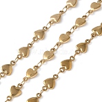 304 Stainless Steel Link Chains, Soldered, with Spool, Ion Plating(IP), Heart, Real 18K Gold Plated, 10x5.5x1.5mm, about 32.81 Feet(10m)/Roll(CHS-L030-12G)