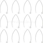 304 Stainless Steel Marquise Ear Wire, Stainless Steel Color, 41x22x1mm, 18 Gauge, Hole: 2mm, 100pcs/box(STAS-UN0015-62)