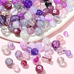 205G Transparent Glass Beads, Mixed Shapes, Purple, 5.5~16x6~11.5x6.5~10.5mm, Hole: 1.2~1.6mm, 301pcs/205g(DGLA-YW0001-57D)