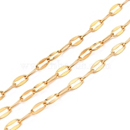 Vacuum Plating 304 Stainless Steel Cable Chains, with Spool, Soldered, Real 18K Gold Plated, 8x3.8x0.8mm, 10.93 yards(10m)/roll(CHS-D033-01G)