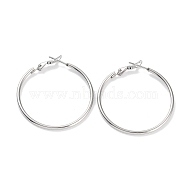 Ring 304 Stainless Steel Hoop Earrings for Women Men, Stainless Steel Color, 12 Gauge, 40x2mm, Pin: 0.6mm(EJEW-B049-02D-P)