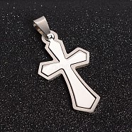 201 Stainless Steel Cross Split Pendants, Stainless Steel Color, 42x22.5x1.5mm, Hole: 4x9mm(X-STAS-I032-013)